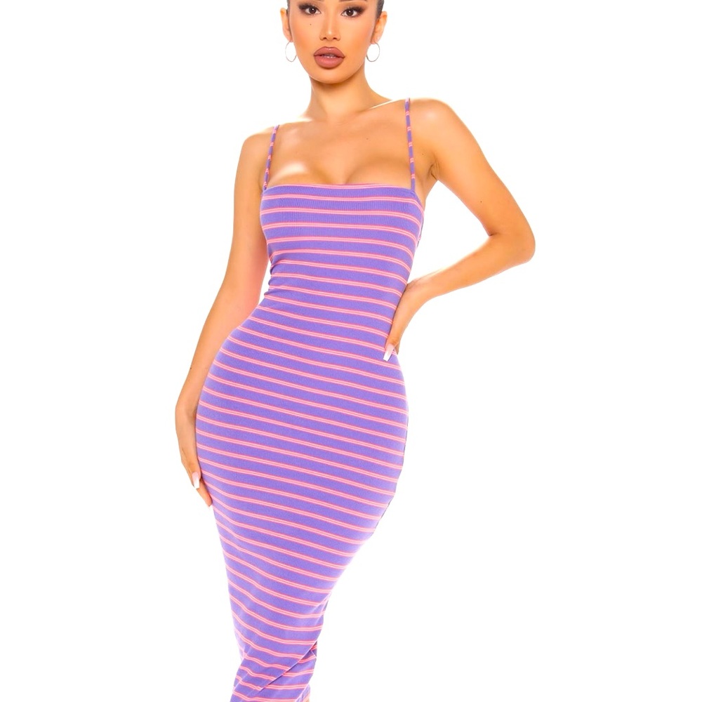 NWT- FASHION NOVA Striped Midi Dress
